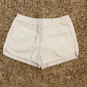 White linen shorts